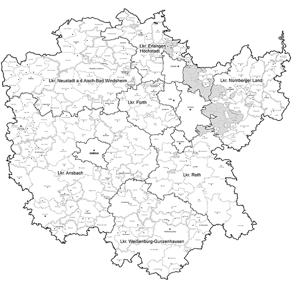 Kommunale Verwaltungsgrenzen © Regierung von Mittelfranken
