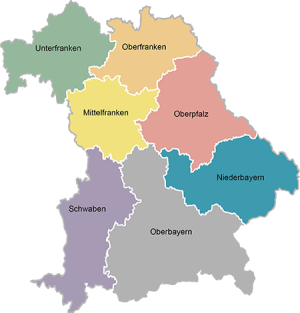 Regierungsbezirke in Bayern